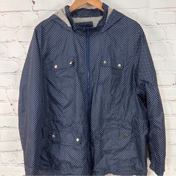 Women’s plus size jacket lightweight polka dot navy blue white size 3X pockets - Picture 3 of 9